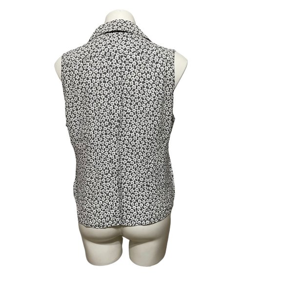 Bogatchi Large Grey Geometric Sleeveless Button Down Shirt - Picture 5 of 8